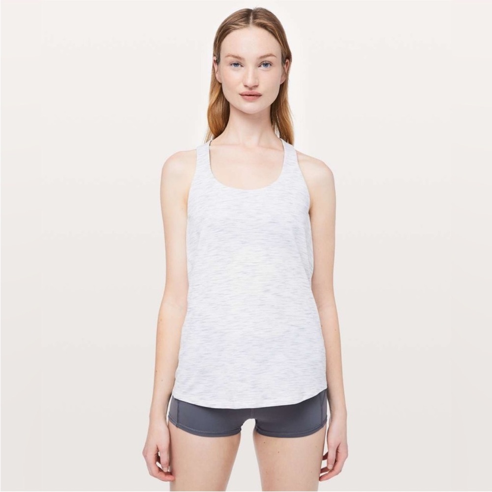 🍋 Lululemon Slay The Studio 2-In-1 Tank Tiger Space Dye Hail White Grey